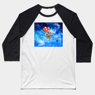 Heart Balloon Sloth and Pug - Night Sky Baseball T-Shirt